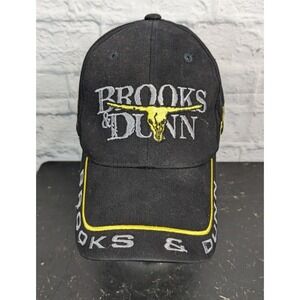 Vintage Brooks & Dunn 90s Black And Gold Strapback Hat Country #5